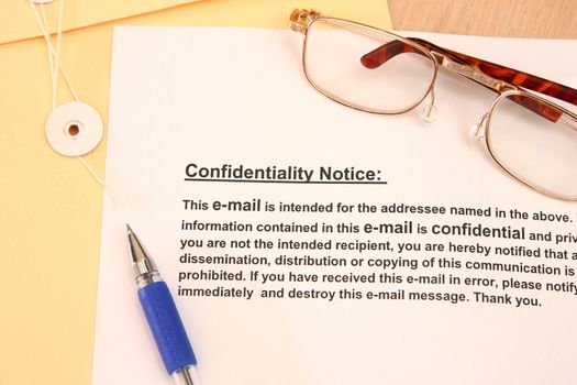 Confidentiallity Notice as seen on emails recepient and documents.