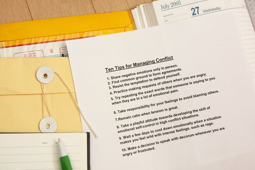 Ten tips for managing conflict concept for management improvement.