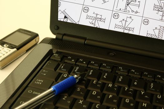 Welding symbol display on a computer laptop - many uses for oil and gas industry.