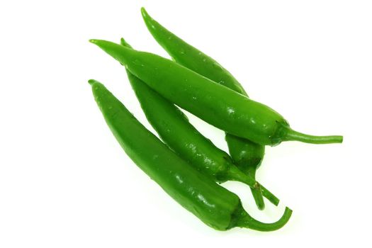 green hot chilli pepper isolated in white background
