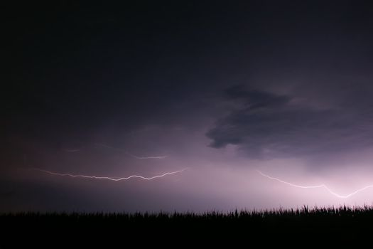 Lightning streaks through the sky from a summer thunderstorm in Illinois.