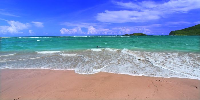 A beautiful beach on the Caribbean island of Saint Lucia.