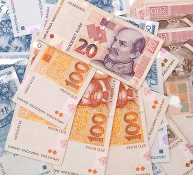Croatian Kuna banknotes for background use
