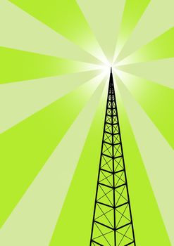 Broadcast tower against a green background