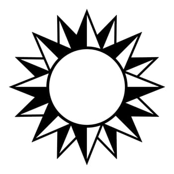 Illustrated black and white sun design 