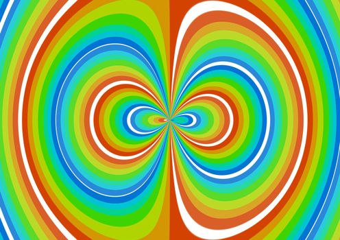 Colourful rings being sucked into the middle of the image