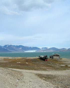 Abandoned small coal train in Ny-�lesund, Spitsbergen, Svalbard