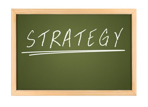 An illustration of a chalk board with the word strategy