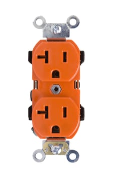 Orange wall outlet isolated on a white background.