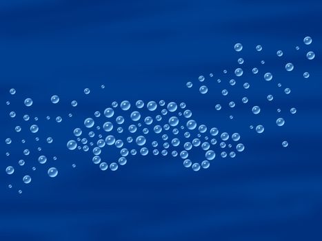 many blue bubbles in shape of a car