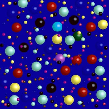 Much varicoloured balls of the miscellaneous of the size on turn blue background