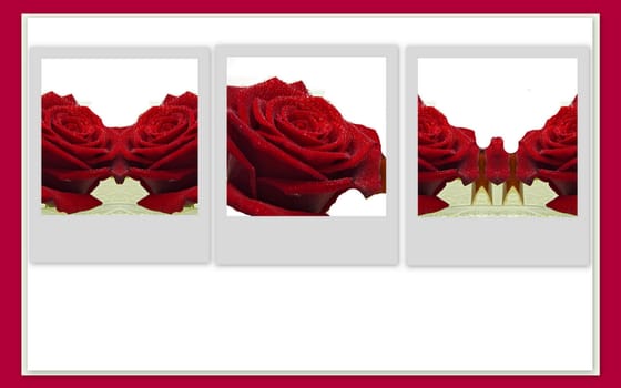 beatiful flowers collage of three  red rose photos