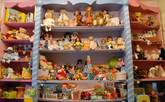 store of toys for children: rack of christmas