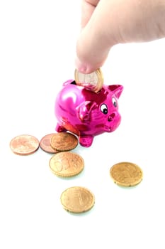 collecting money in a piggybank
