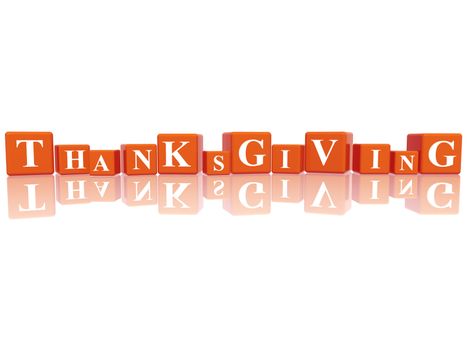 3d orange cubes with letters makes Thanksgiving