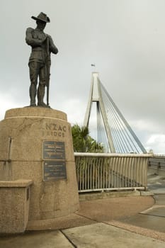 Statue of australian soldier on Anzac Bridge, Australia