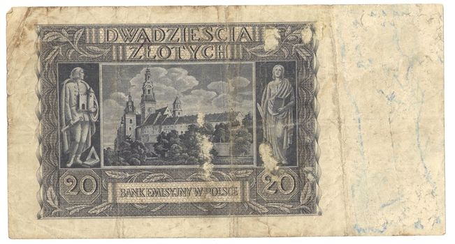 High-resolution picture of very old Polish banknote (1940)