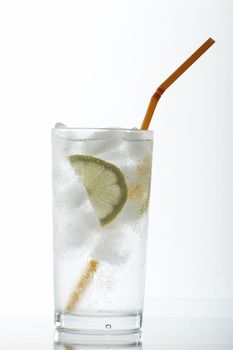 cocktail with ice, lemon and alcohol 