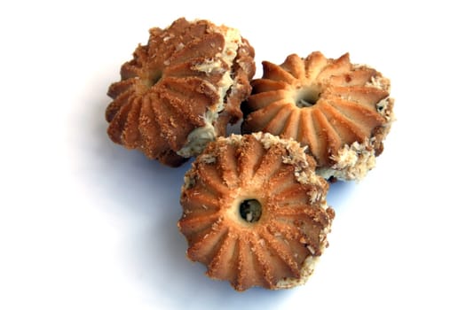 close-up photo of testy cookies on white background