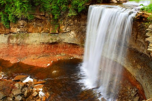 Scenic waterfall in wilderness in Ontario, Canada.