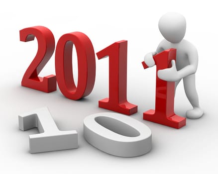 3d image, character, setting numbers, new year