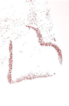 drawn on a white background red glowing heart