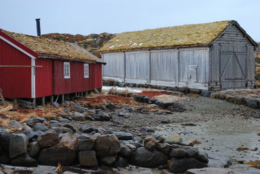 Old fishing lodges in Lofoten, Norway.
