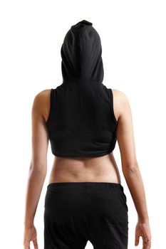 Indian Young Woman In Workout Clothe From Behind