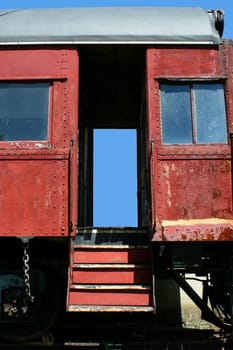 A Old passenger train car