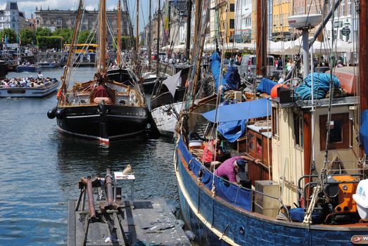 Sailboats at the waterfront in Copenhagen, Denmark.