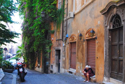 An old street in Rome, Italy.