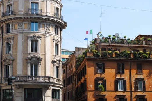 Rustic buildings in Rome, Italy.