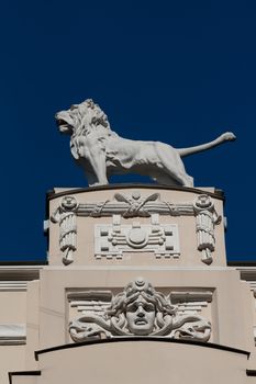 Detail of Art Nouveau (Jugenstil) building in The historic center of Riga, Latvia.