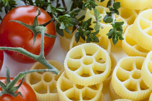 Rotelle pasta with vine ripened cherry tomatoes and thyme.