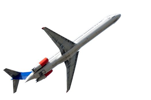 Airliner is taking off isolated on a clean white background