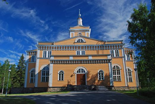 Rautala Church of Rautalampi city the bigest wooden church, surrounded by the park, it is the province of Eastern Finland, part of the Northern Savonia region