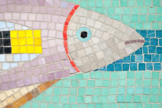 a image of a mosaic showing a underwater world with a fish