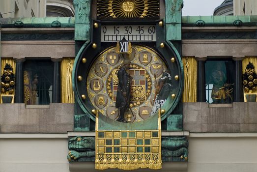 the famous ankeruhr which plays music and presents a parade of figures located in the first district of vienna