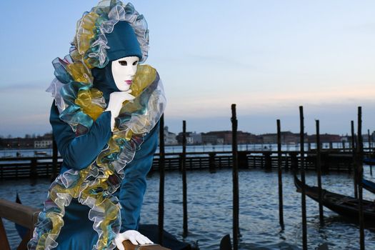 A masked woman during the Venice Carnival