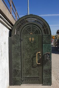 a public metal toilet in stockholm sweden