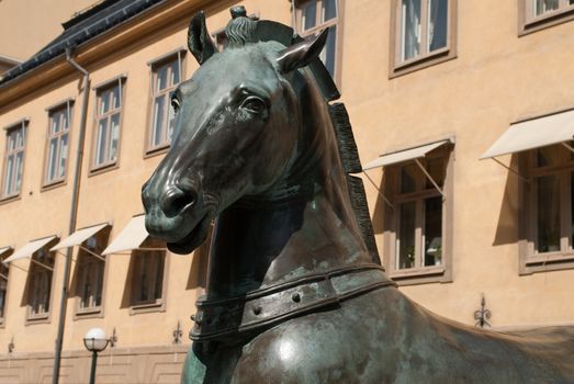 the famous horse statue in the old town of stockholm