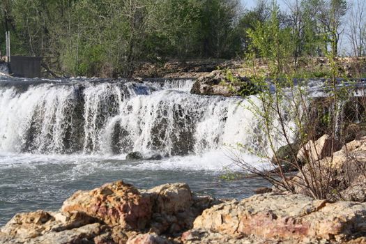 The grand falls  with rushing water on to rocks