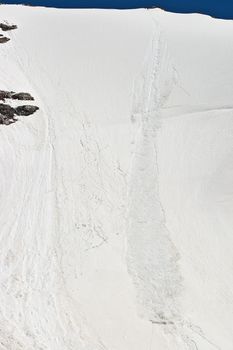 Avalanche track, Caucasus Mountains, Elbrus, Adilsu june 2010