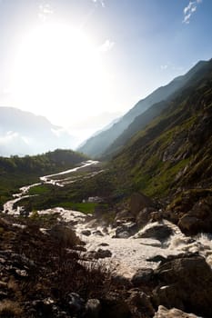 Mountain river, Caucasus Mountains, Elbrus, Adilsu june 2010