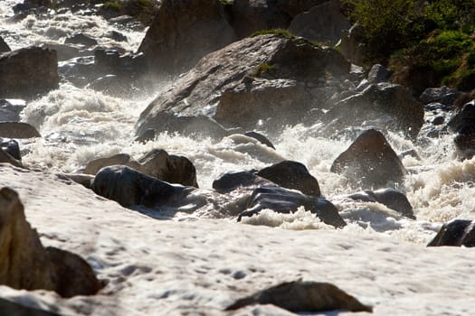 Mountain river, Caucasus Mountains, Elbrus, Adilsu june 2010