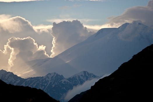 Clouds and Mountains, Caucasus Mountains Elbrus, Adilsu june 2010