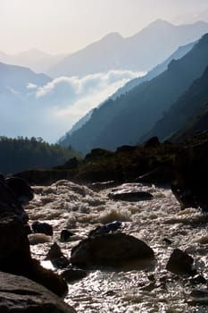 Mountain river, Caucasus Mountains, Elbrus, Adilsu june 2010