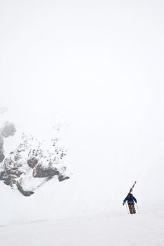 Freeriders on the slope, Caucasus, Elbrus, summer 2010