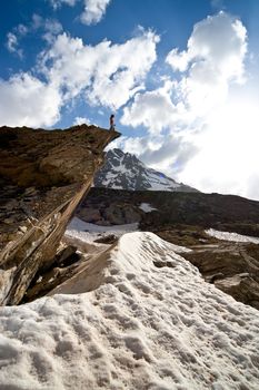 Small figure on the peak, Caucasus Mountains, Elbrus, Adilsu june 2010 