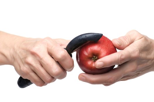 object isolated on white background apple on hand